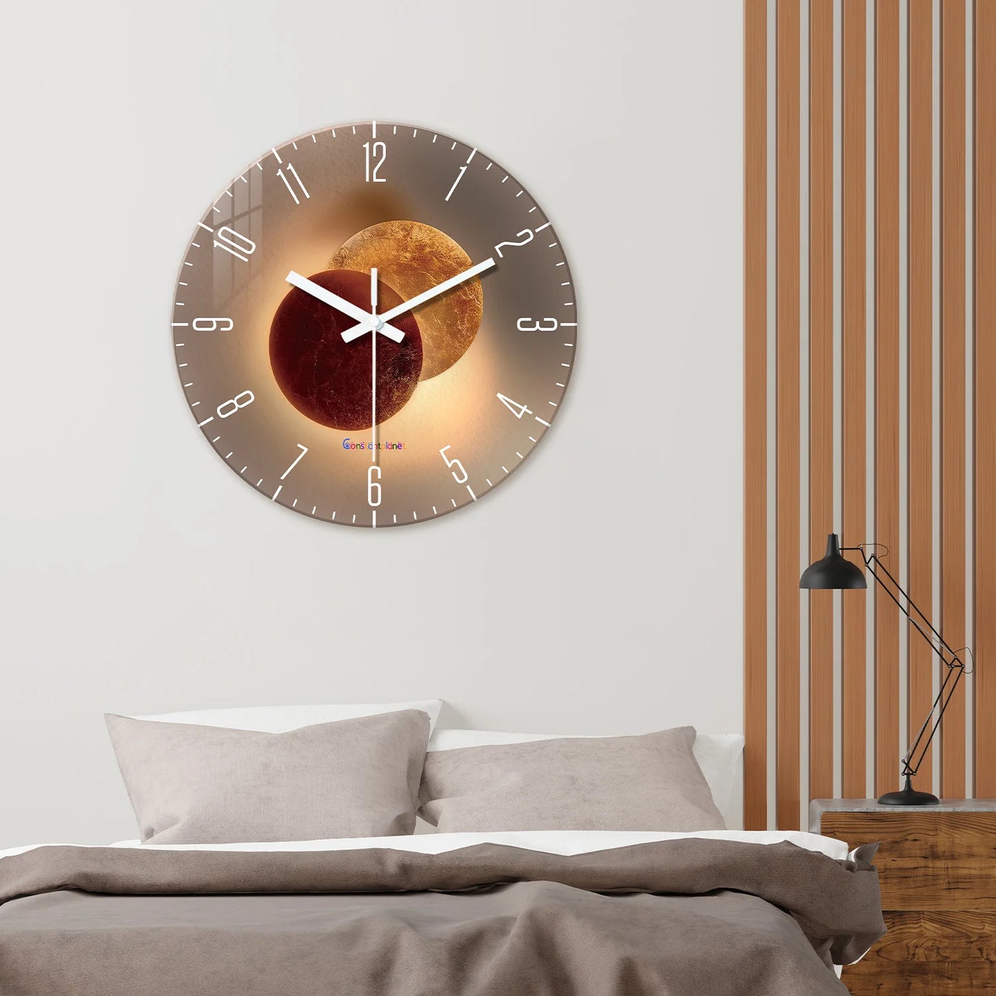 Horloge Murale Décorative | Planètes Dorées