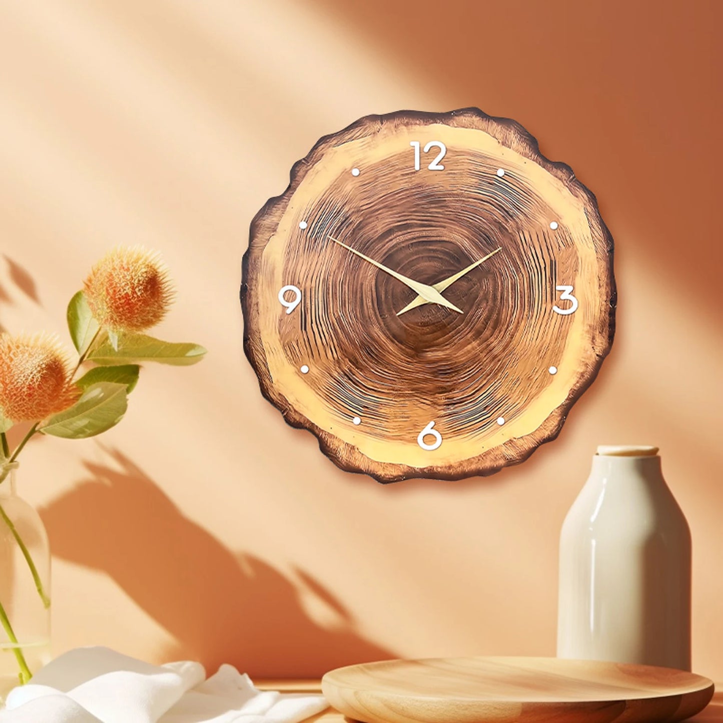 Horloge Murale Bois | Effet Tronc d’Arbre