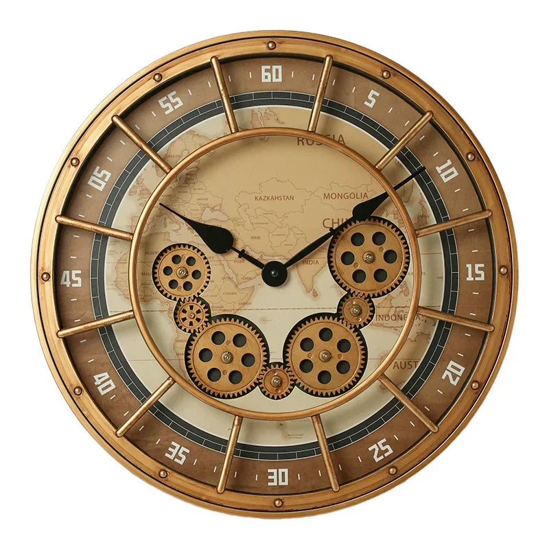 Horloge Murale Industrielle | Carte du Monde
