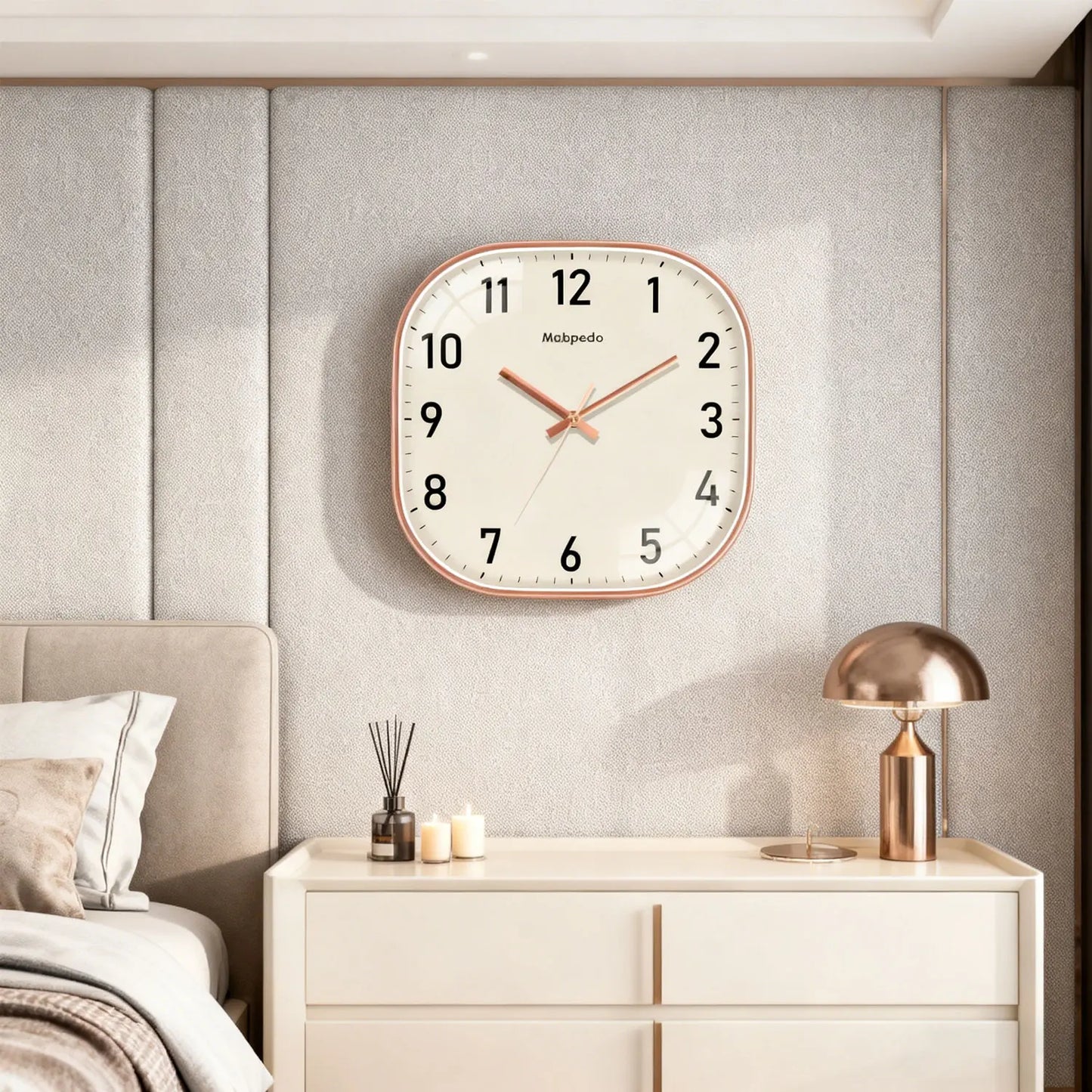 Horloge murale Carré | Beige Doré