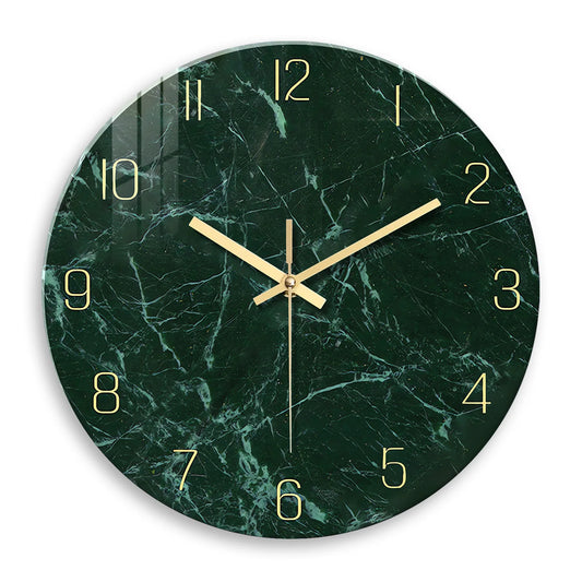 Horloge Murale Verte | Effet marbre