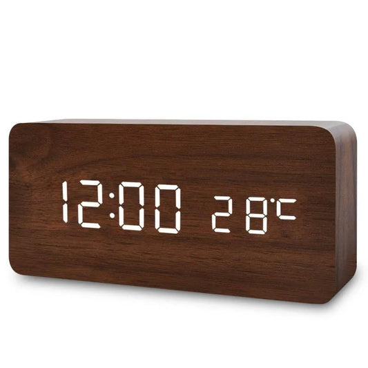 Horloge Numérique Bois | Réveil Horizontal