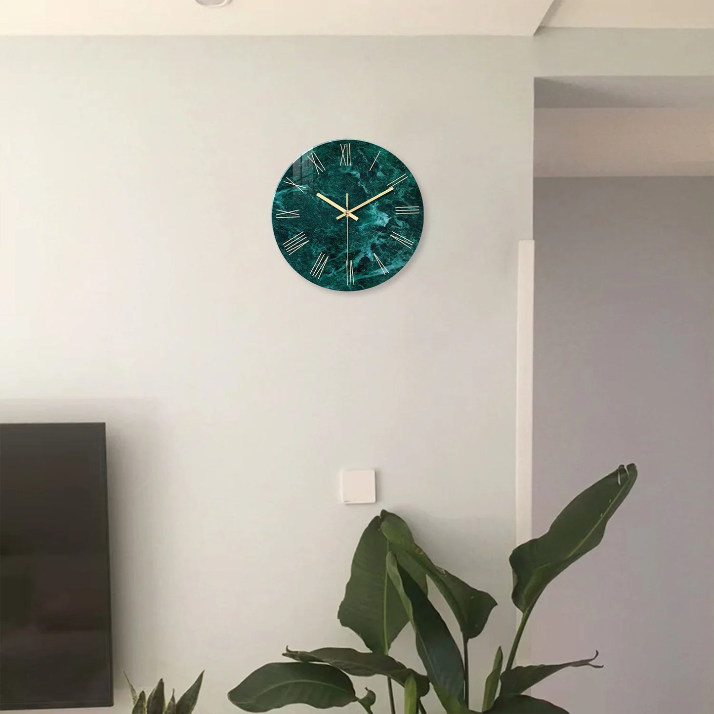 Horloge Murale Verte | Marbre Vert & Doré