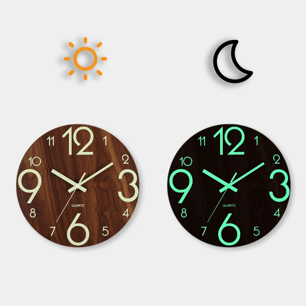 Horloge Murale Bois | Lisible Jour & Nuit