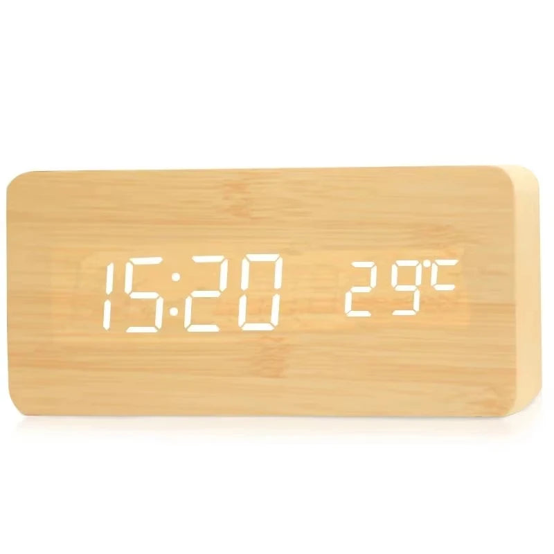 Horloge Numérique Bois | Réveil Horizontal