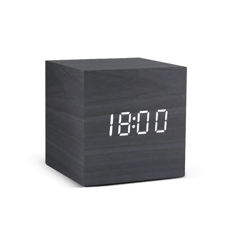 Horloge Numérique Bois | Cube