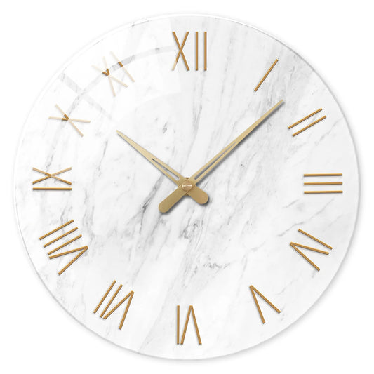 Horloge Murale Blanche | Marbre & Or