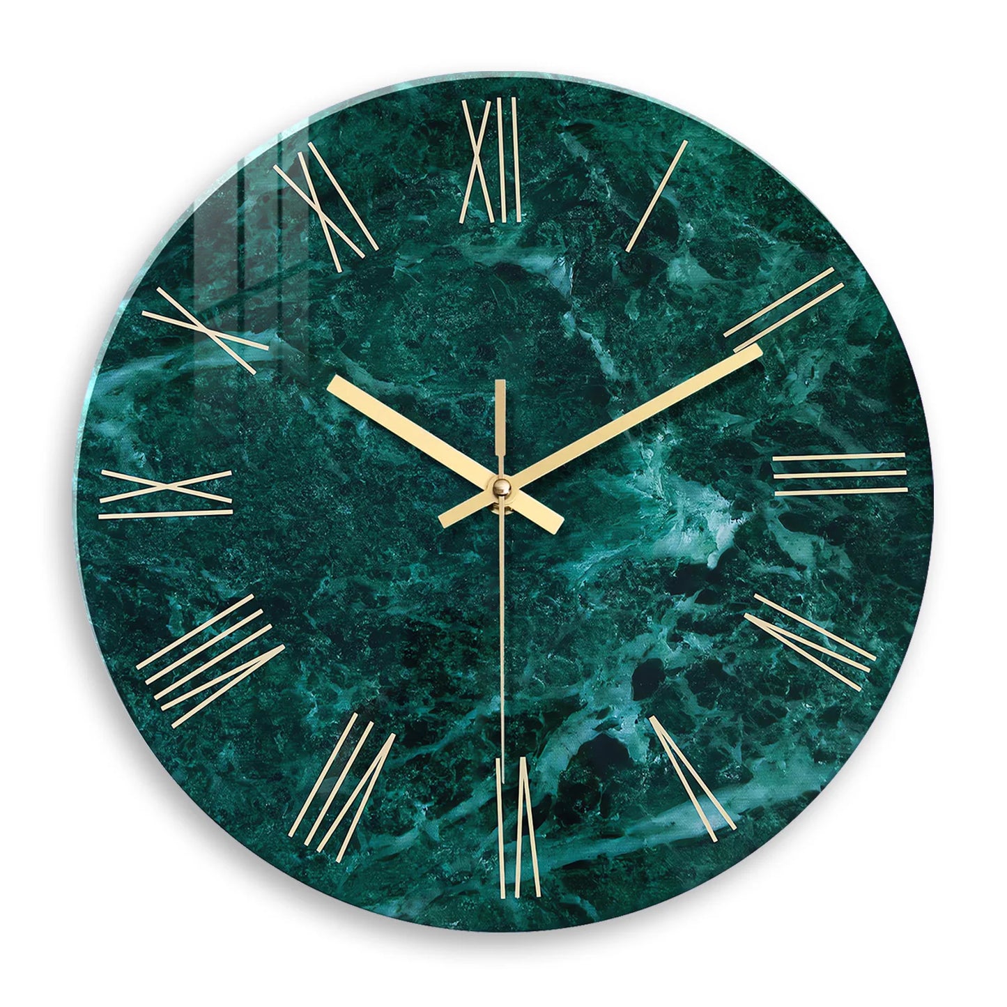 Horloge Murale Verte | Marbre Vert & Doré