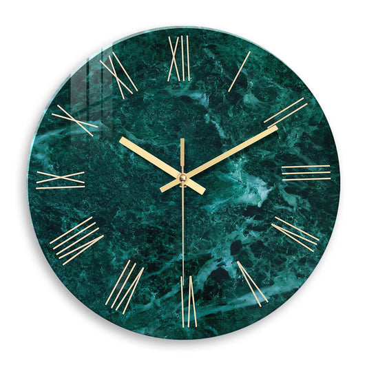 Horloge Murale Verte | Marbre Vert & Doré