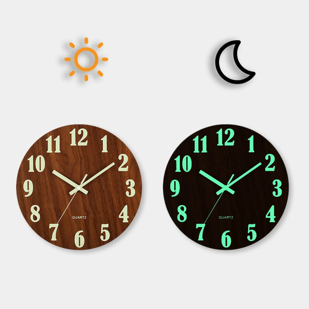 Horloge Murale Bois | Lisible Jour & Nuit