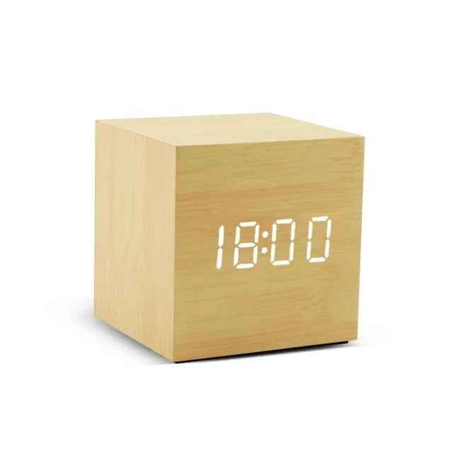 Horloge Numérique Bois | Cube