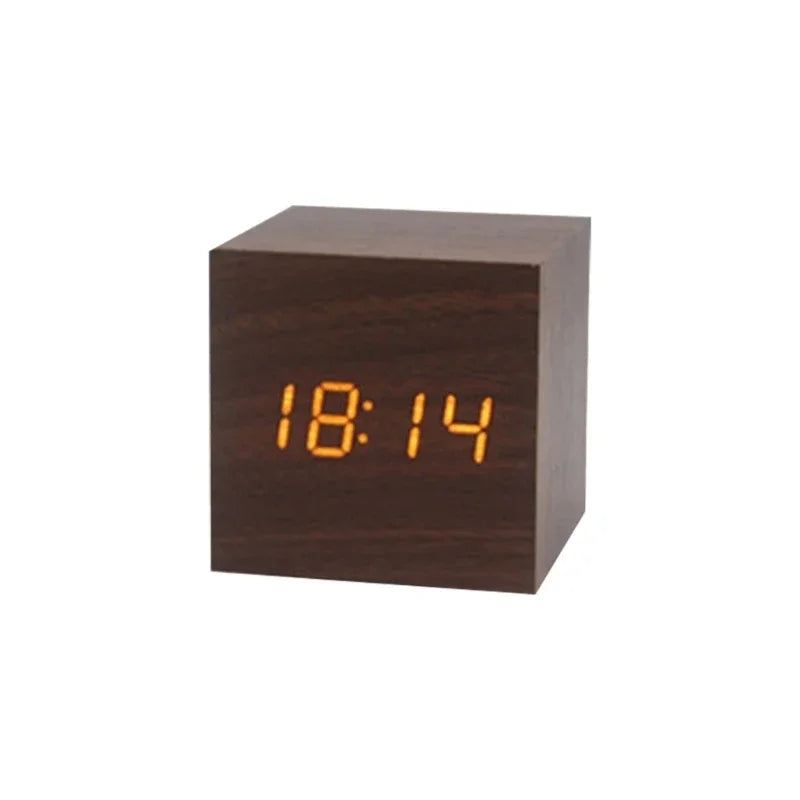 Horloge Numérique Bois | Cube