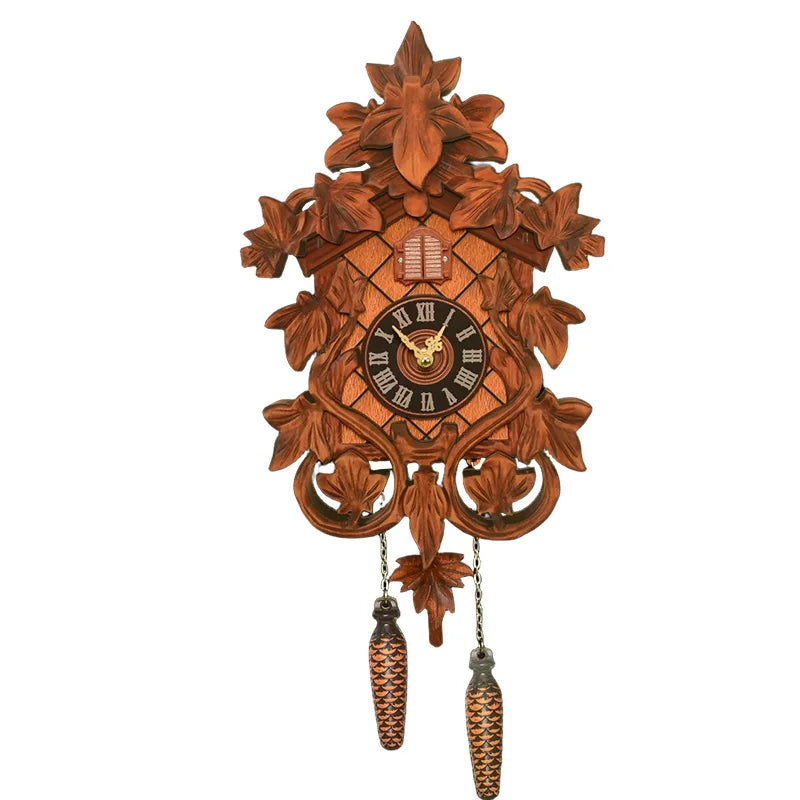 Horloge Coucou Bois | Feuilles Sculptées