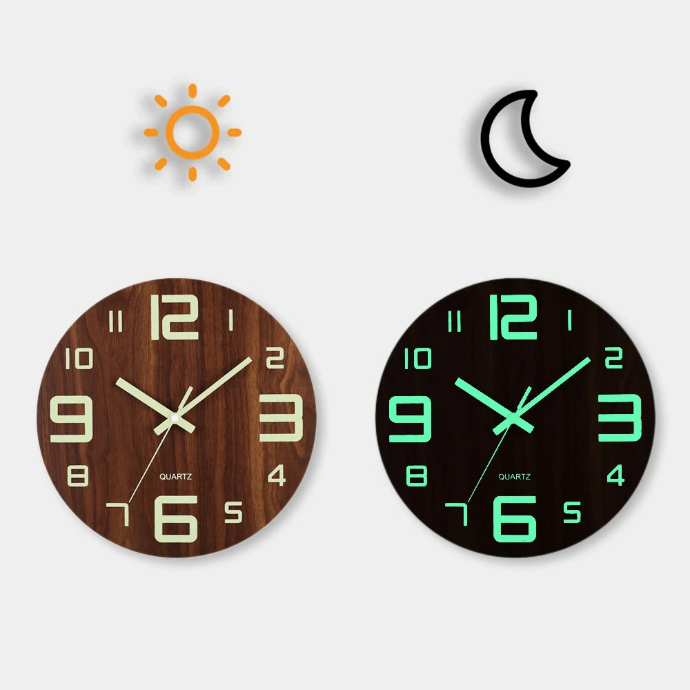 Horloge Murale Bois | Lisible Jour & Nuit