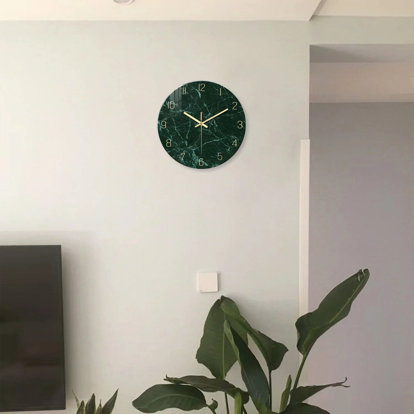 Horloge Murale Verte | Effet marbre
