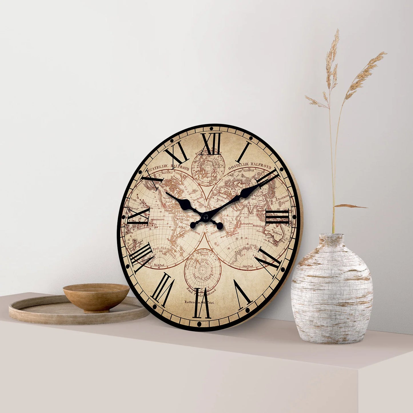 Horloge Murale Bois | Carte du Monde