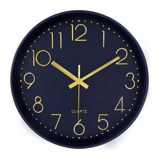 Horloge Murale Moderne | Élégance Bleu Nuit & Or