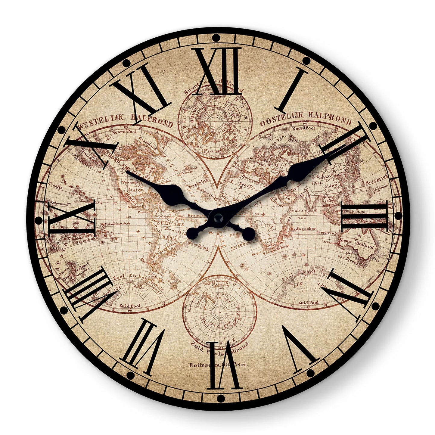 Horloge Murale Bois | Carte du Monde