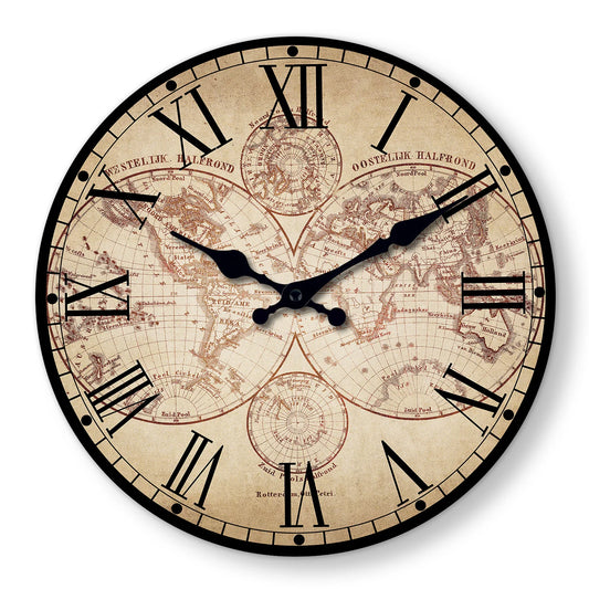 Horloge Murale Bois | Carte du Monde